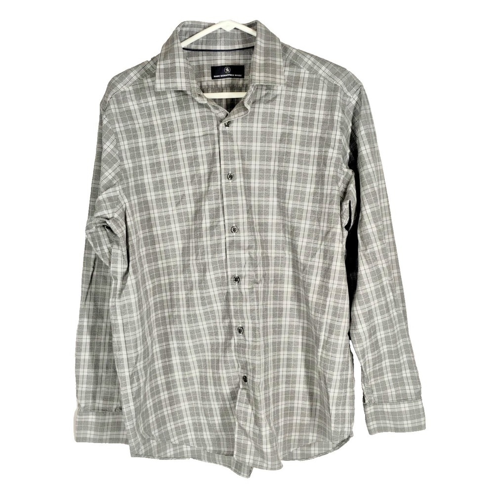 Hart‎ Schaffer Marx Men's Large Button Up Plaid Dress Shirt Long Sleeve